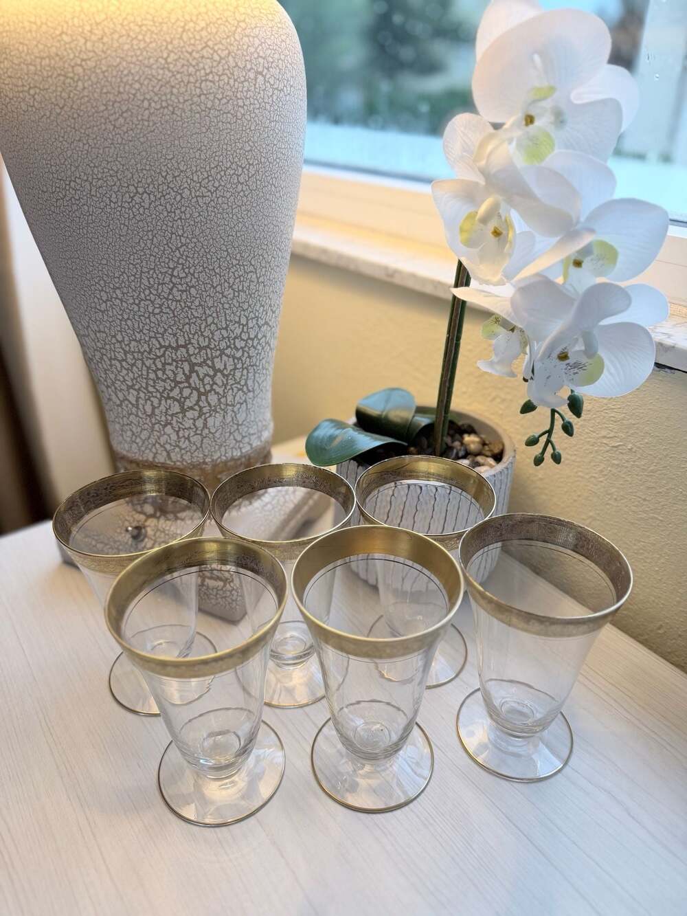 Tiffin Franciscan Rambler Rose Gold Encrusted Clear Footed Tumbler Parfait Glass